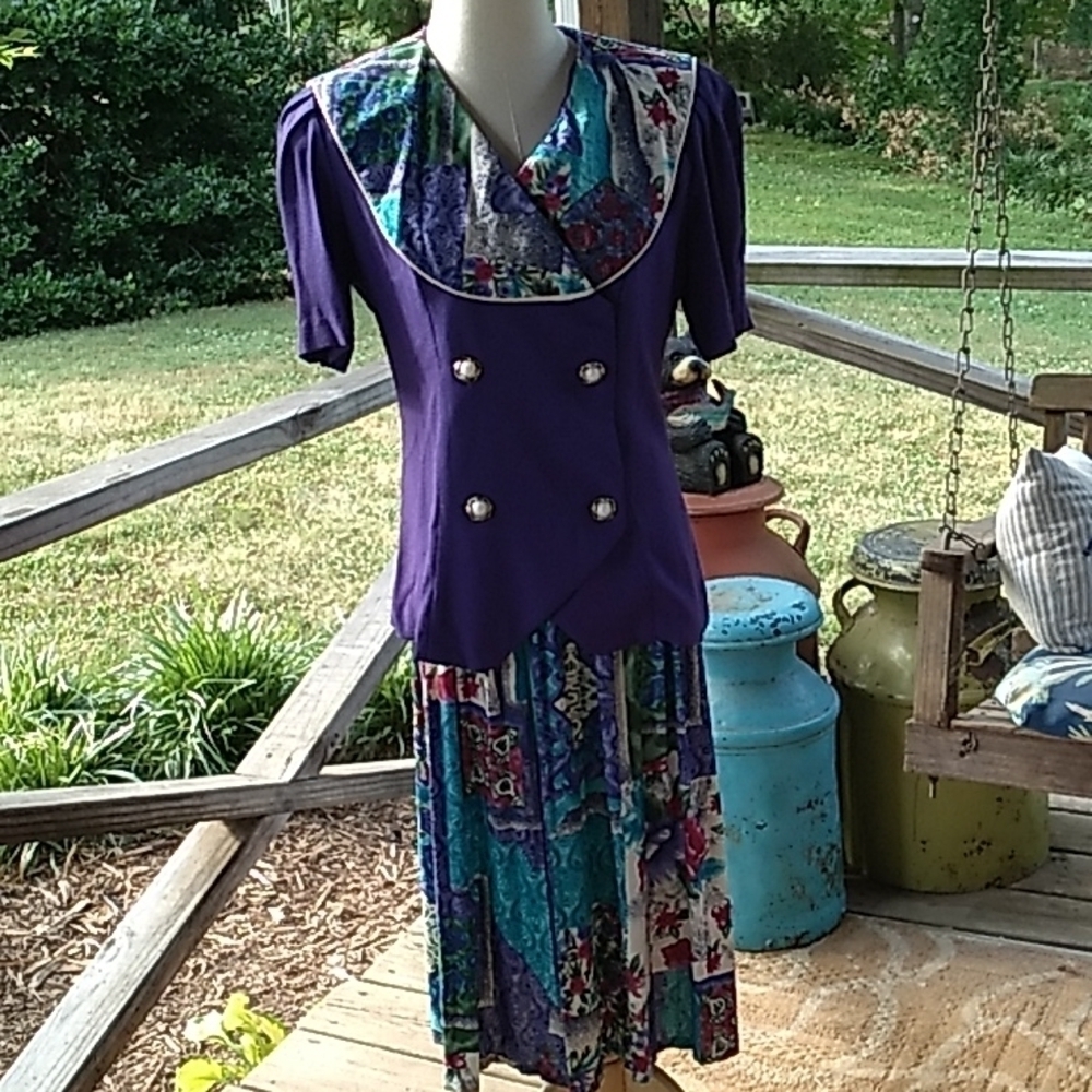 Vintage Matthew & David purple skirt set made in USA 🇺🇸 8
